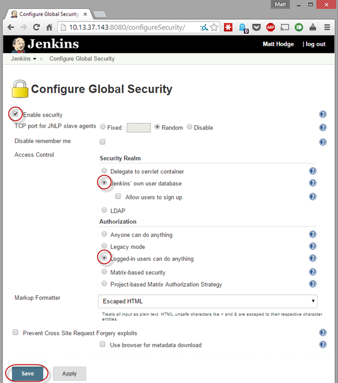 Configure Jenkins Security