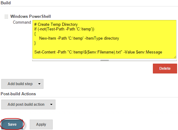 Create Jenkins PowerShell Build Step