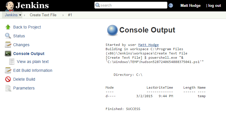 Jenkins PowerShell Script Job Output