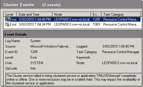 Failed Migration Event Logs