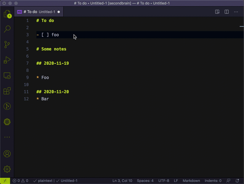 Markdown All In One Todo Management