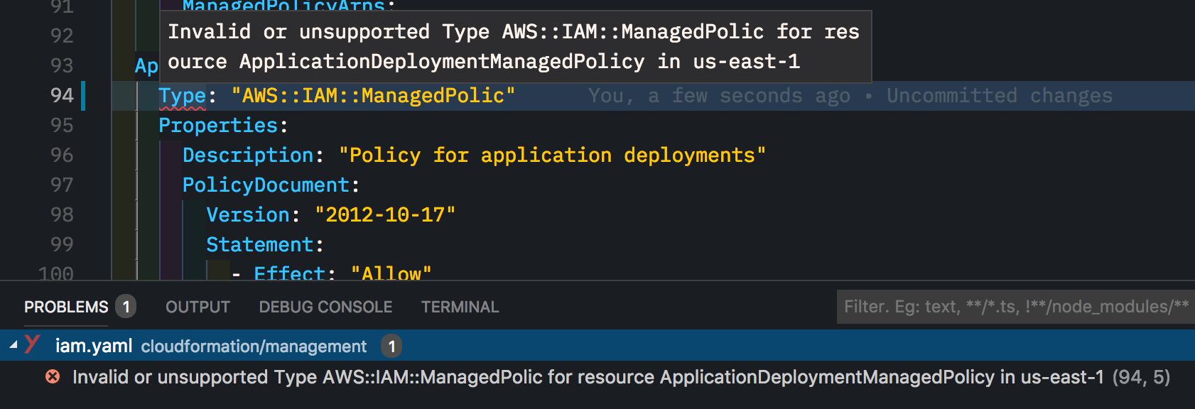 Linting Error In CloudFormation